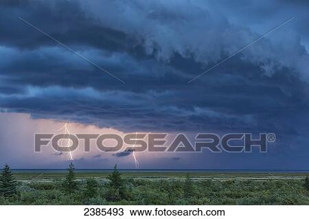 Double lightning strike during a thunderstorm over Hudson bay; Manitoba, Canada View Large Photo Image Stock Image - Double lightning strike during a thunderstorm over Hudson bay; Manitoba, Canada. Fotosearch