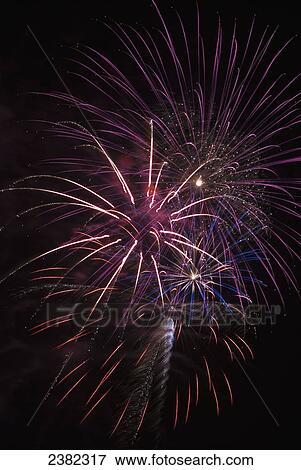 Stock Photo - Fireworks display; Astoria, Oregon, United States of America. Fotosearch