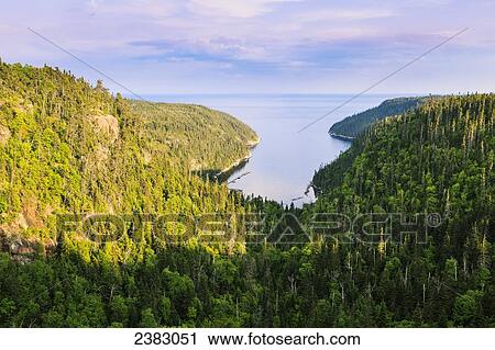 Stock Image - Fjord Saint-Pancrace near Baie-Comeau, Cote-Nord, Manicouagan region; Quebec, Canada. Fotosearch