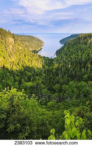 Stock Image - Fjord Saint-Pancrace near Baie-Comeau, Cote-Nord, Manicouagan region; Quebec, Canada. Fotosearch