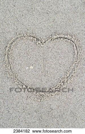 Stock Image - Heart drawn in the sand; Koh Samet Island, Thailand. Fotosearch