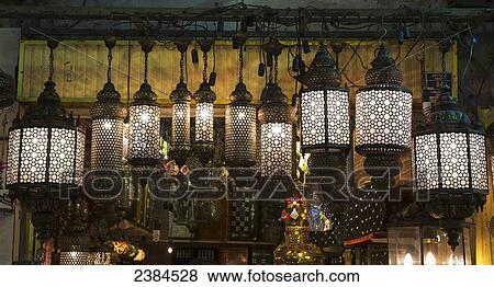 Stock Photo - Illuminated light fixtures; Istanbul, Turkey. Fotosearch