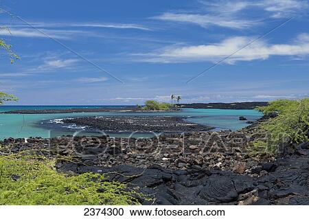 Stock Image - Kiholo Bay and Wainanali'I Pond; Big Island, Hawaii, United States of America. Fotosearch