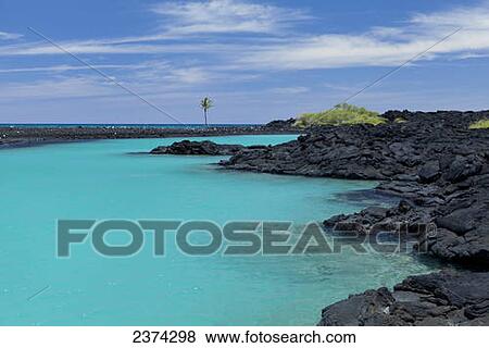 Stock Photo - Kiholo Bay and Wainanali'I Pond; Big Island, Hawaii, United States of America. Fotosearch