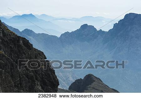 Stock Photo - Looking across the Cuillin of Skye towards the mainland; Isle of Skye, Scotland. Fotosearch