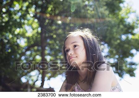Stock Image - Portrait of a young girl; Victoria, British Columbia, Canada. Fotosearch