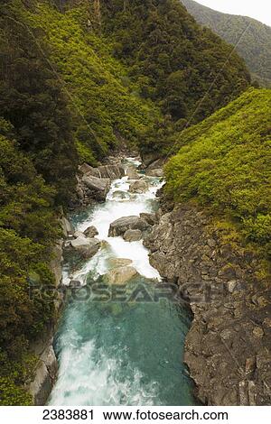 Stock Image - River through Arthurs Pass; Canterbury, New Zealand. Fotosearch