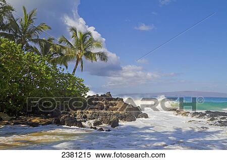 Stock Photography - Secret beach also known as Makena Cove and Paako Beach; Makena, Maui, Hawaii, United States of America. Fotosearch