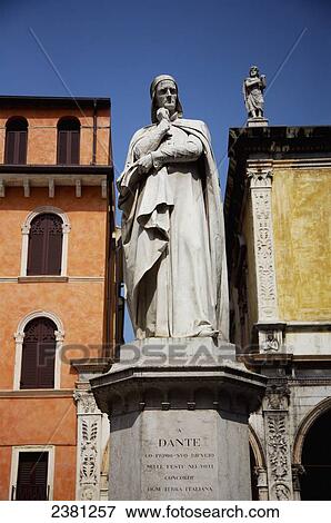 Stock Photo - Statue of Dante Alighieri; Verona, Italy. Fotosearch