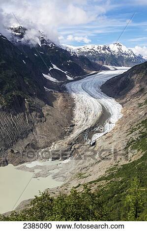 Stock Image - View of the Salmon Glacier on the border between Hyder, Alaska and British Columbia, Canada; British Columbia, Canada. Fotosearch