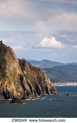 Stock Photo - Views along the coastline at Oswald West State Park; Manzanita, Oregon, United States of America. Fotosearch