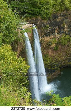 Stock Image - Wailua Falls; Kauai, Hawaii, United States of America. Fotosearch