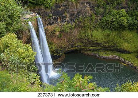 Stock Image - Wailua Falls; Kauai, Hawaii, United States of America. Fotosearch