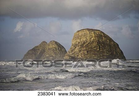 Waves break near Three Arch Rocks; Oceanside, Oregon, United States of America View Large Photo Image Stock Image - Waves break near Three Arch Rocks; Oceanside, Oregon, United States of America. Fotosearch