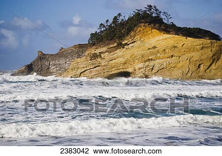 Winter storms erode the cliffs at Cape Kiwanda; Oregon, United States of America View Large Photo Image Stock Image - Winter storms erode the cliffs at Cape Kiwanda; Oregon, United States of America. Fotosearch