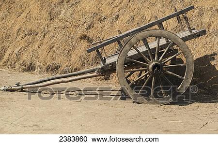 Stock Image - Wooden cart; Sittwe, Arakan State, Myanmar. Fotosearch