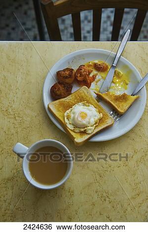 Stock Photograph - A breakfast meal at a restaurant; London, England. Fotosearch