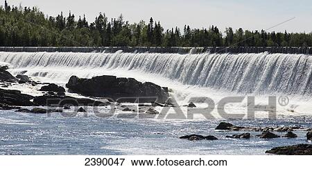 Stock Photo - A waterfall on Exploits River; Bishop's Falls, Newfoundland and Labrador, Canada. Fotosearch