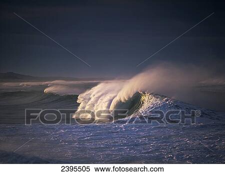 A wave breaks at Ziolkouski Beach; Winchester Bay, Oregon, United States of America View Large Photo Image Stock Photography - A wave breaks at Ziolkouski Beach; Winchester Bay, Oregon, United States of America. Fotosearch