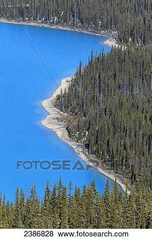 Stock Photo - Aerial view of Peyto Lake, Banff National Park; Alberta, Canada. Fotosearch