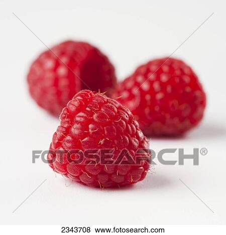 Agriculture - Three red raspberries on a white surface. View Large Photo Image Stock Photo - Agriculture - Three red raspberries on a white surface.. Fotosearch