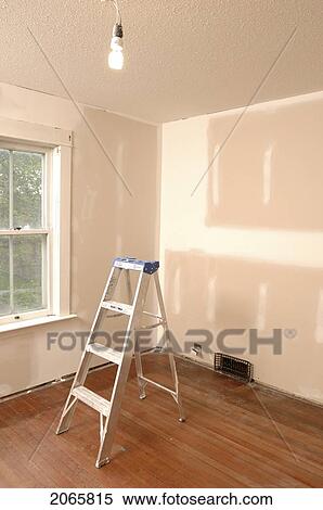Bare Room With Ladder Ready For Painting View Large Photo Image Stock Photography - Bare Room With Ladder Ready For Painting. Fotosearch
