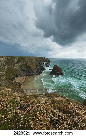 Stock Photography - Bedruthan Steps; Cornwall, England. Fotosearch