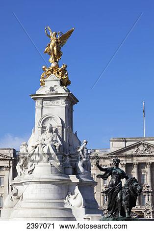 Stock Image - Buckingham Palace and the Victoria Memorial; London, England. Fotosearch