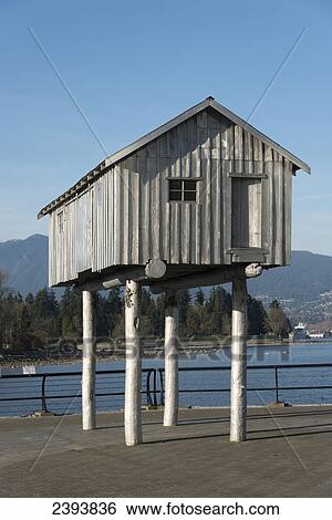 Building raised on posts along the water's edge; Vancouver, British Columbia, Canada View Large Photo Image Stock Photograph - Building raised on posts along the water's edge; Vancouver, British Columbia, Canada. Fotosearch
