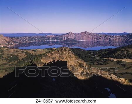 Crater Lake viewed from Scott Peak; Mazama, Oregon, United States of America View Large Photo Image Stock Photo - Crater Lake viewed from Scott Peak; Mazama, Oregon, United States of America. Fotosearch