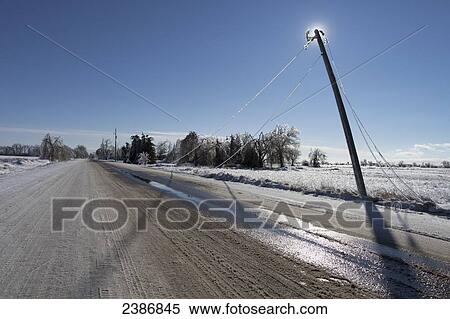 Damaged powerlines fallen as a result of an ice storm; Caledon, Ontario, Canada View Large Photo Image Stock Photography - Damaged powerlines fallen as a result of an ice storm; Caledon, Ontario, Canada. Fotosearch
