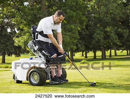 Disabled golfer in a tournament using high tech mobility aid; Edmonton, Alberta, Canada View Large Photo Image Stock Image - Disabled golfer in a tournament using high tech mobility aid; Edmonton, Alberta, Canada. Fotosearch