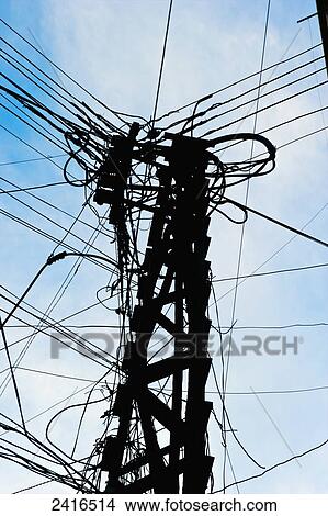 Electrical wires jumbled from a transmitter on a tower; Beirut, Lebanon View Large Photo Image Picture - Electrical wires jumbled from a transmitter on a tower; Beirut, Lebanon. Fotosearch