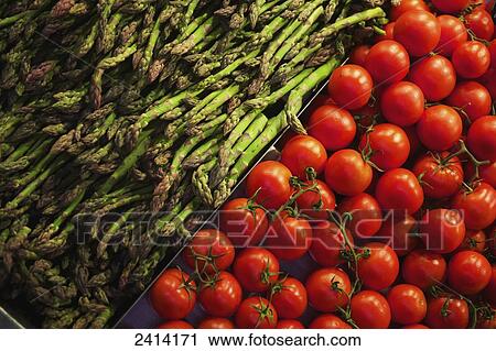 Fresh asparagus and tomatoes; Barcelona, Spain View Large Photo Image Stock Image - Fresh asparagus and tomatoes; Barcelona, Spain. Fotosearch