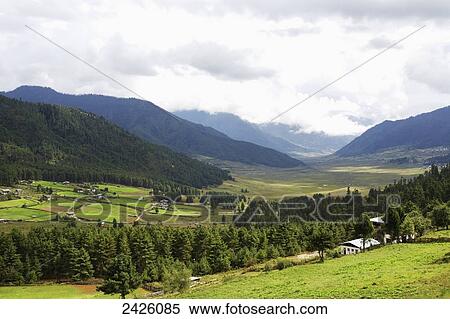 Stock Photography - Gangteng monastery; Phobjika Valley, Bhutan. Fotosearch