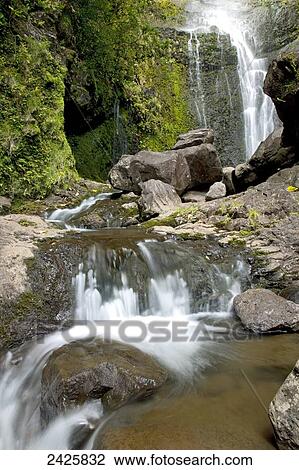 Hawaii, Maui, A view of Wailua Falls. View Large Photo Image Stock Image - Hawaii, Maui, A view of Wailua Falls.. Fotosearch