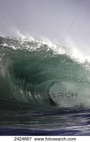 Hawaii, Oahu, Large powerful, turquoise wave on Northshore. View Large Photo Image Stock Photo - Hawaii, Oahu, Large powerful, turquoise wave on Northshore.. Fotosearch