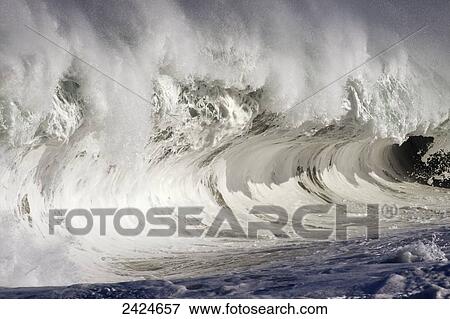 Hawaii, Oahu, Whitewash of large powerful wave on Northshore. View Large Photo Image Stock Photo - Hawaii, Oahu, Whitewash of large powerful wave on Northshore.. Fotosearch