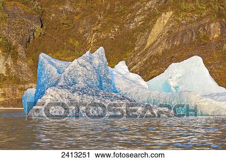 Iceberg broken off from the retreating Mendenhall Glacier floating in Mendenhall lake; Juneau, Alaska, United States of America View Large Photo Image Stock Image - Iceberg broken off from the retreating Mendenhall Glacier floating in Mendenhall lake; Juneau, Alaska, United States of America. Fotosearch