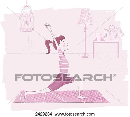 Picture - Illustration of a woman in a yoga pose. Fotosearch