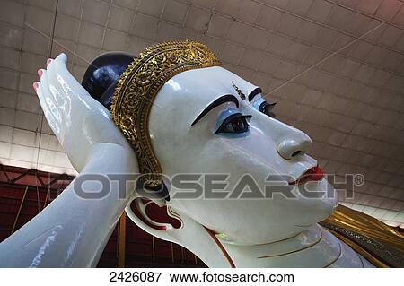 Kyaukhtatgyi temple and a reclining buddha; Rangoon, Burma View Large Photo Image Stock Photo - Kyaukhtatgyi temple and a reclining buddha; Rangoon, Burma. Fotosearch