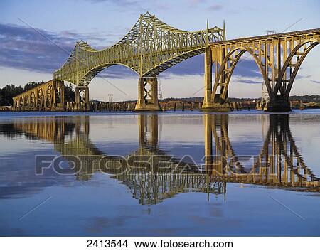 McCollough Memorial Bridge crosses Coos Bay; North Bend, Oregon, United States of America View Large Photo Image Picture - McCollough Memorial Bridge crosses Coos Bay; North Bend, Oregon, United States of America. Fotosearch