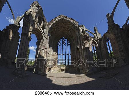 Stock Photography - Melrose Abbey; Melrose, Scottish Borders, Scotland. Fotosearch
