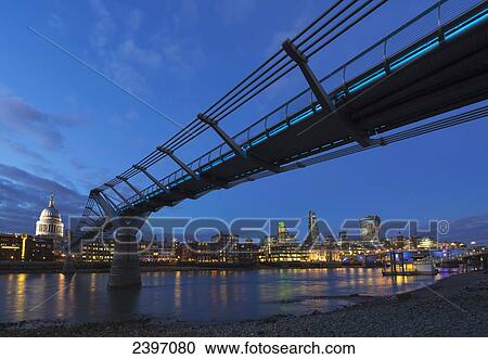 Millennium Bridge, River Thames, St Paul's Cathedral and City of London offices; London, England View Large Photo Image Stock Image - Millennium Bridge, River Thames, St Paul's Cathedral and City of London offices; London, England. Fotosearch