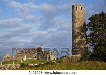 Stock Photo - Monastery of Clonmacnoise; Clonmacnoise, County Offaly, Ireland. Fotosearch