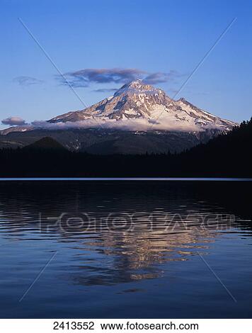 Stock Image - Mount Hoods looms over Lost Lake; Hood River, Oregon, United States of America. Fotosearch