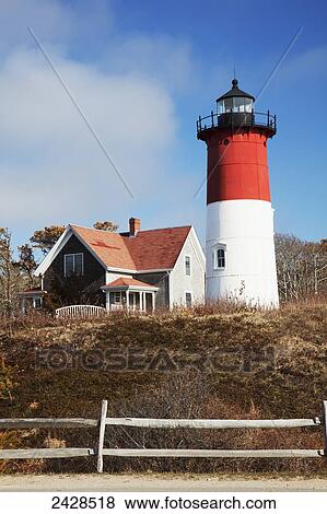 Nauset Lighthouse, Cape Cod; Eastham, Massachusetts, United States of America View Large Photo Image Stock Photo - Nauset Lighthouse, Cape Cod; Eastham, Massachusetts, United States of America. Fotosearch