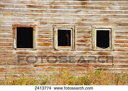 Old And Weathered Windows Of A Horse Barn St Albert Alberta