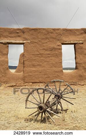 Old wagon wheels with remnants of Fort Union at Fort Union National Monument; New Mexico, United States of America View Large Photo Image Stock Photo - Old wagon wheels with remnants of Fort Union at Fort Union National Monument; New Mexico, United States of America. Fotosearch