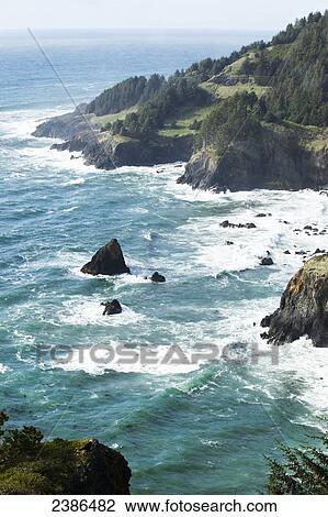 Pacific ocean and the Oregon coastline; Oregon, United States of America View Large Photo Image Stock Image - Pacific ocean and the Oregon coastline; Oregon, United States of America. Fotosearch